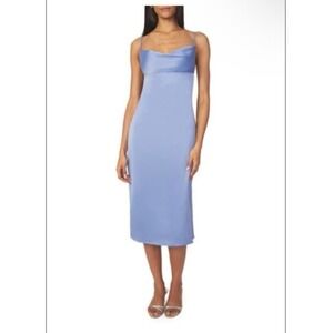 WeWoreWhat NWT Cowl Neck MIDI Slip Dress size 6 Slate Blue